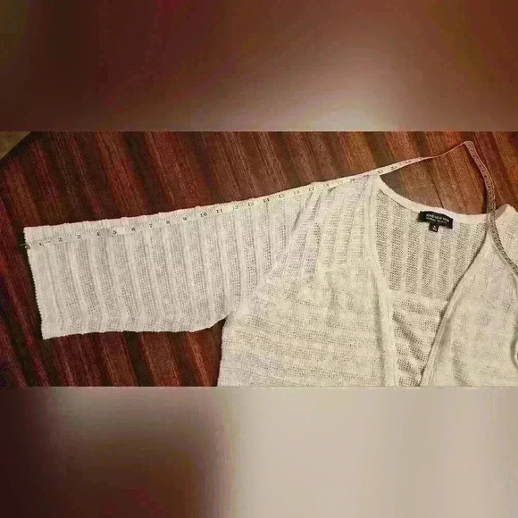 Jones New York SignatureWoman White Open Crochet Knit 3/4 Sleeve Cardigan Sz 1X - Picture 9 of 12